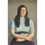 Marcel DELMOTTE (1901-1984) large oil on canvas "portrait of a young woman" 1943