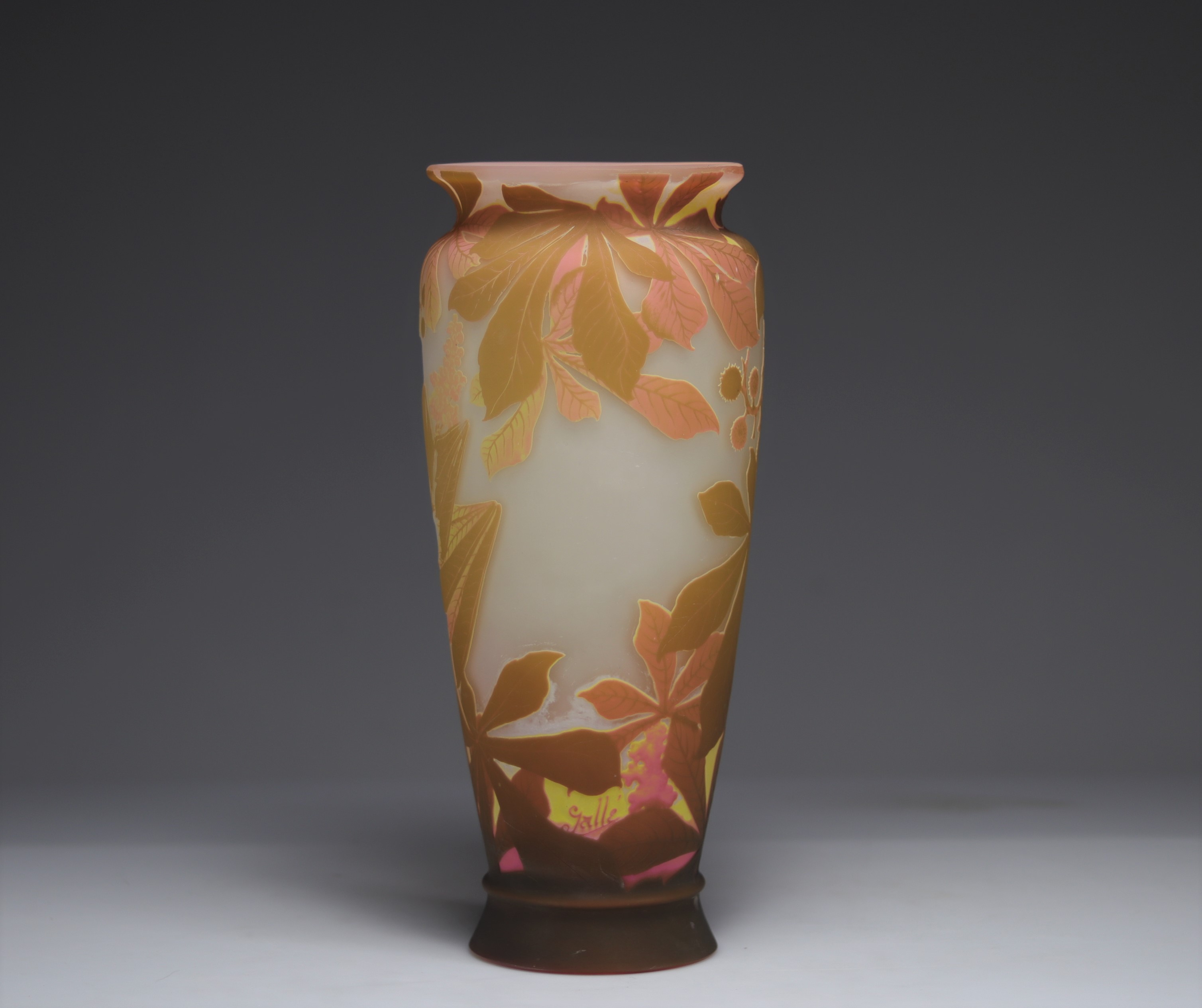 Emile Galle Large vase with chestnut trees - Image 4 of 6