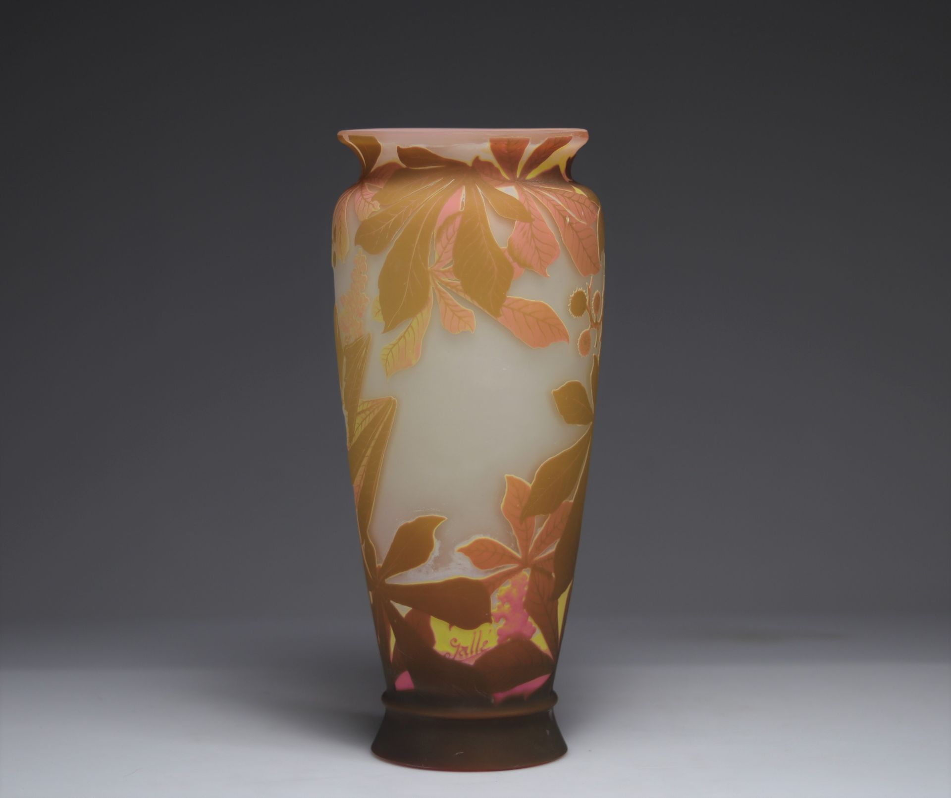 Emile Galle Large vase with chestnut trees - Image 4 of 6