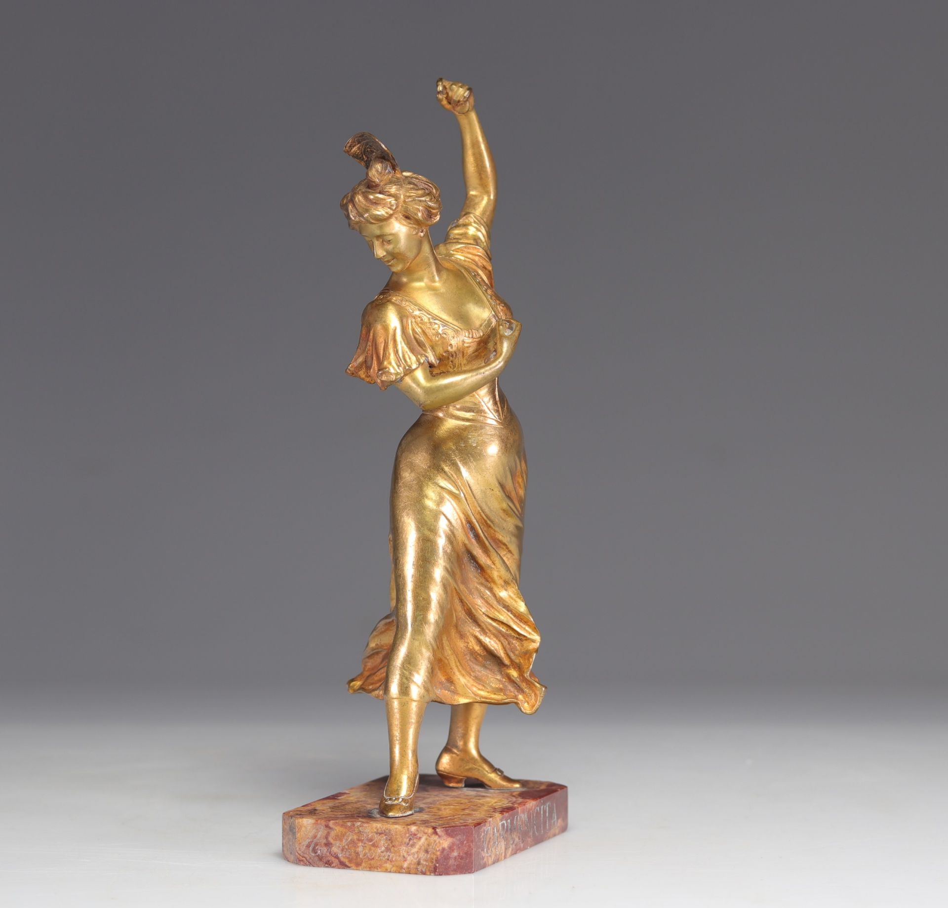 Amelie COLOMBIER (1867-1912) gilt bronze "Carmencita" - Image 3 of 4