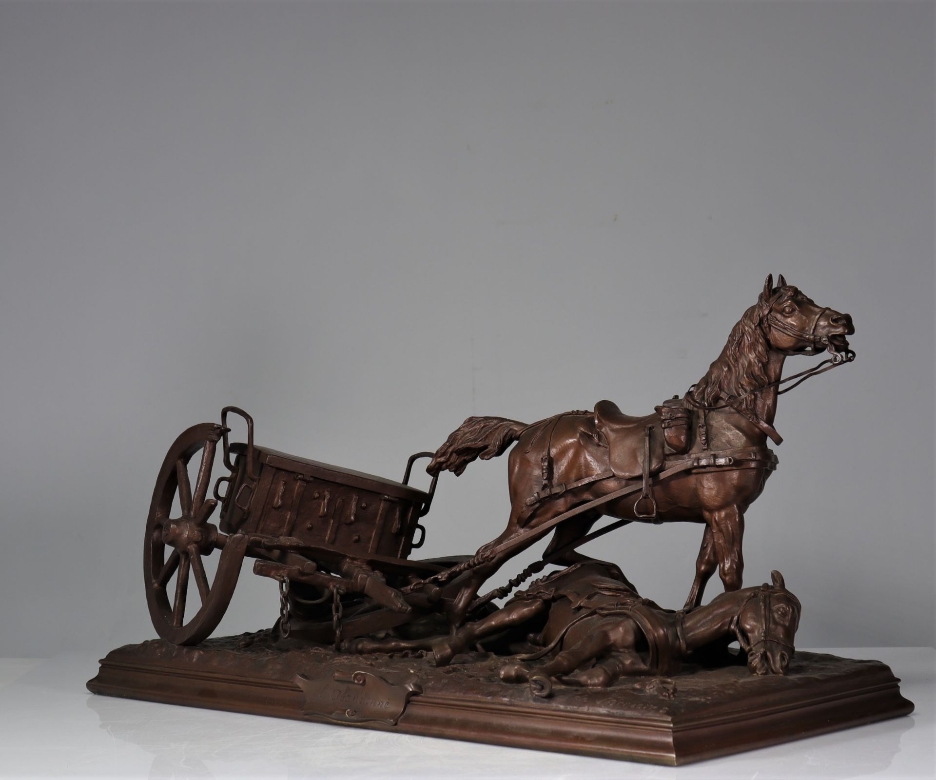 Georges DE FERRIERES (1837-1893/1907) Imposing bronze "horses" - Image 3 of 7