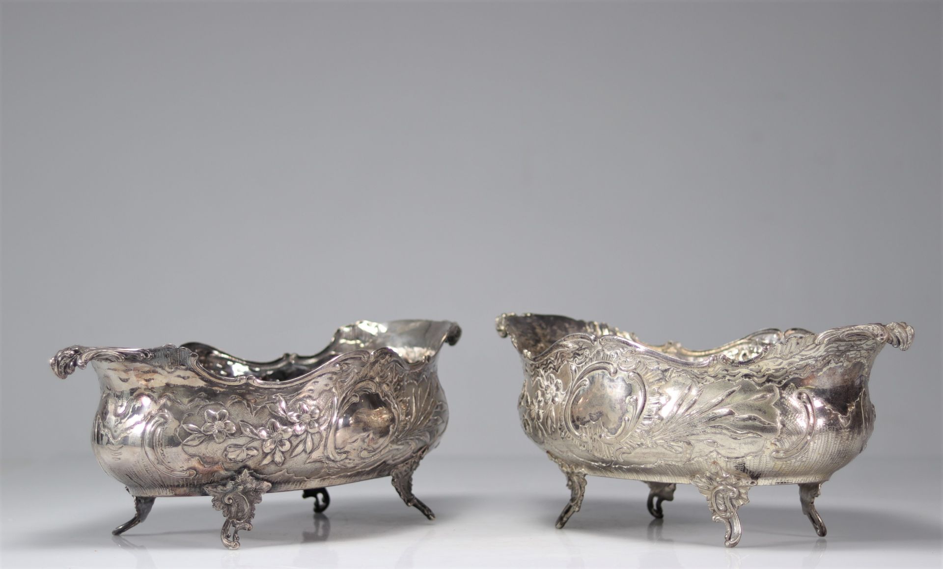 Pair of Louis XV style silver planters