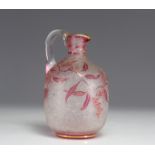 Acid-etched Baccarat jug with floral decor