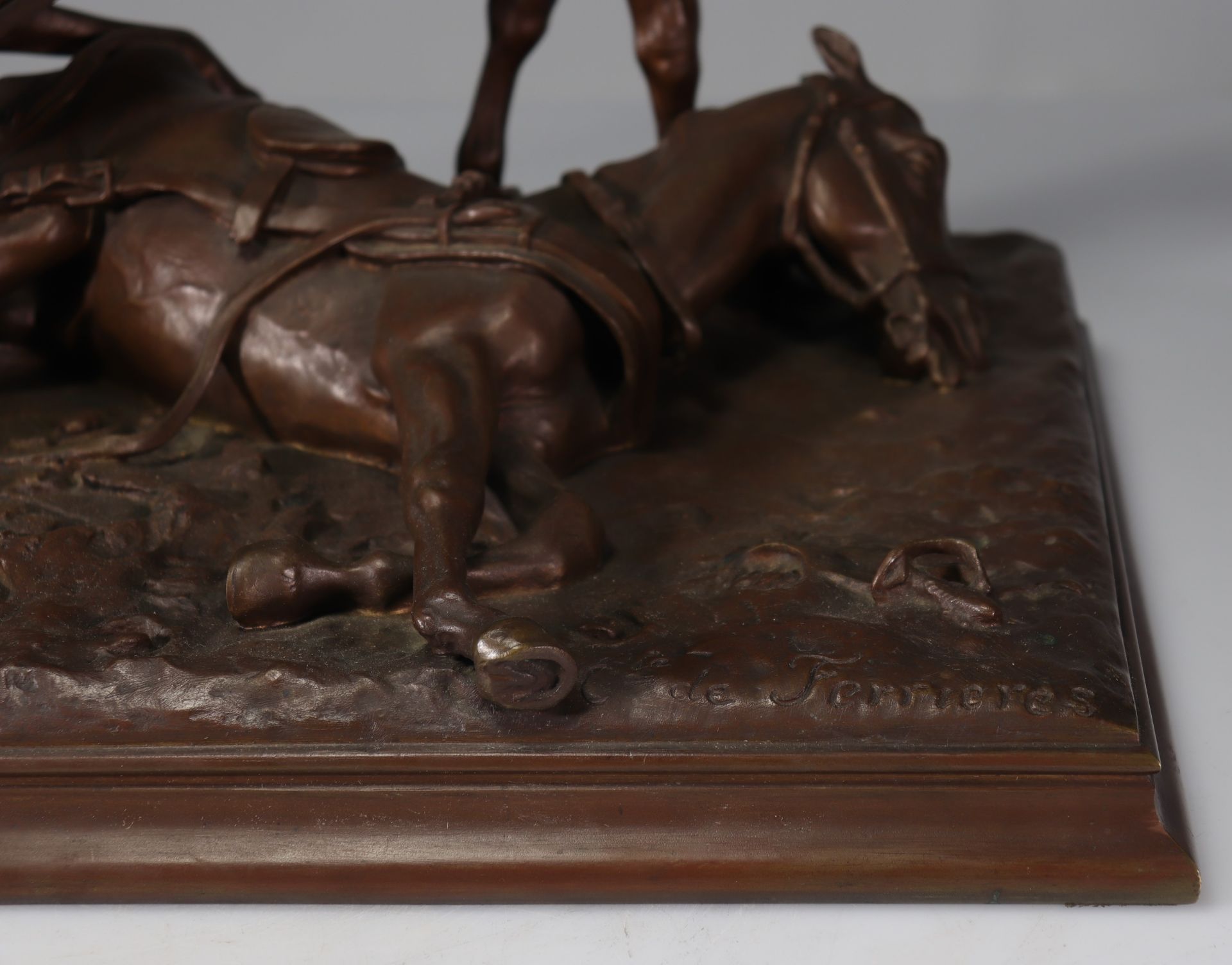 Georges DE FERRIERES (1837-1893/1907) Imposing bronze "horses" - Image 6 of 7