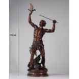 Adrien Etienne GAUDEZ (1845-1902) Large bronze "the eagle hunter"