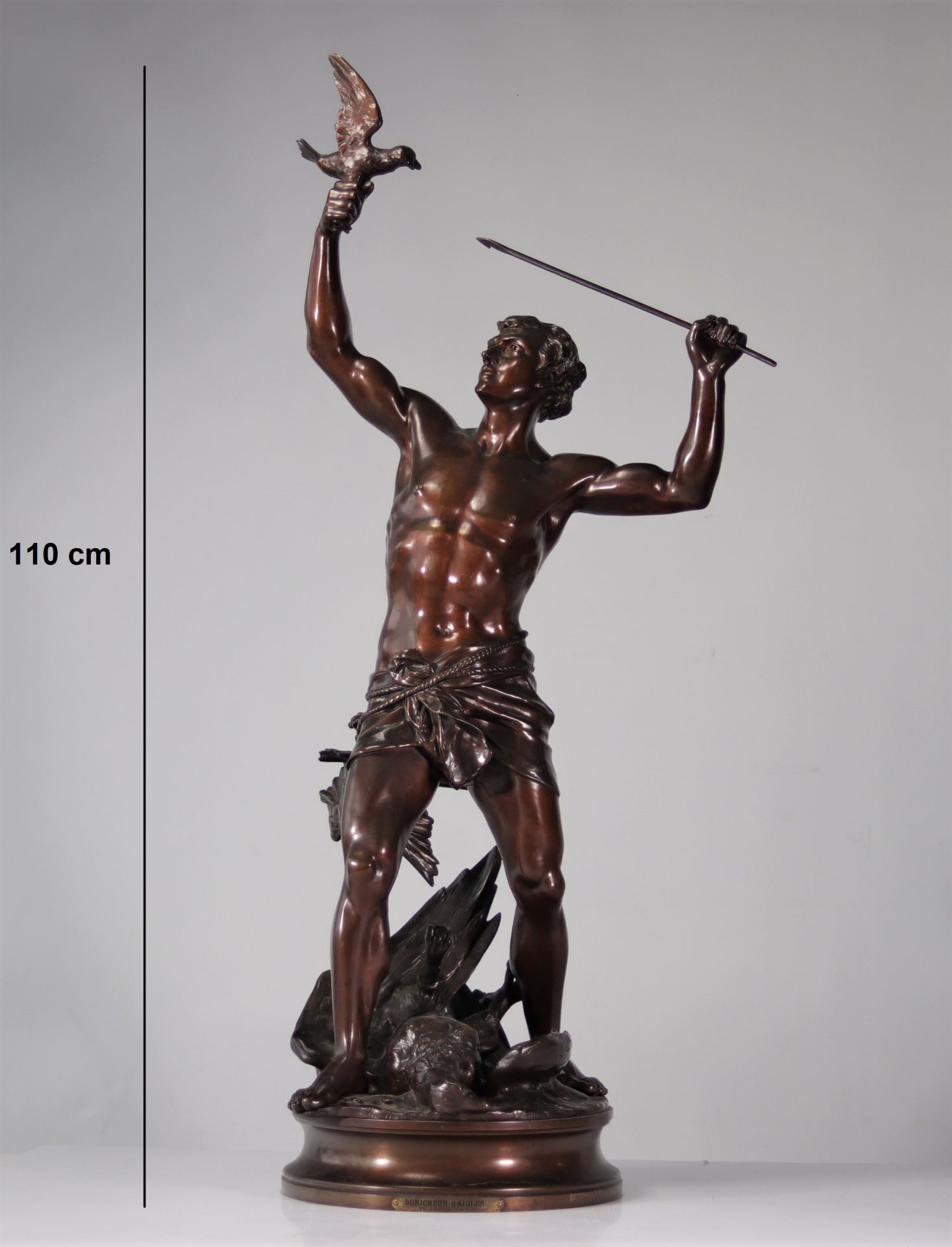 Adrien Etienne GAUDEZ (1845-1902) Large bronze "the eagle hunter"