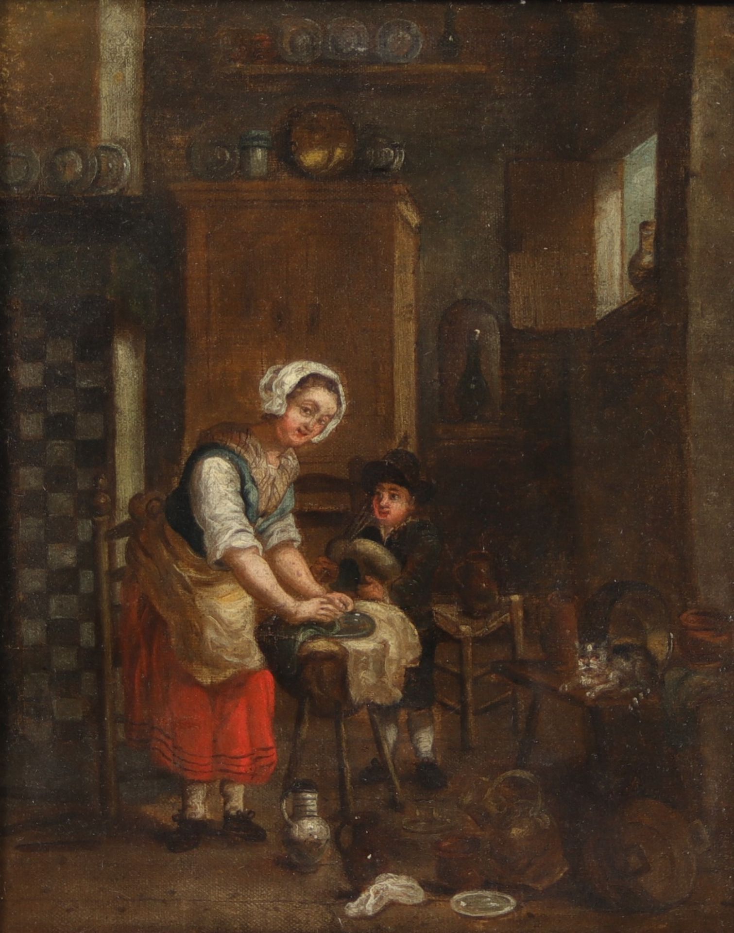 Oil on canvas 18th century "interior scene"