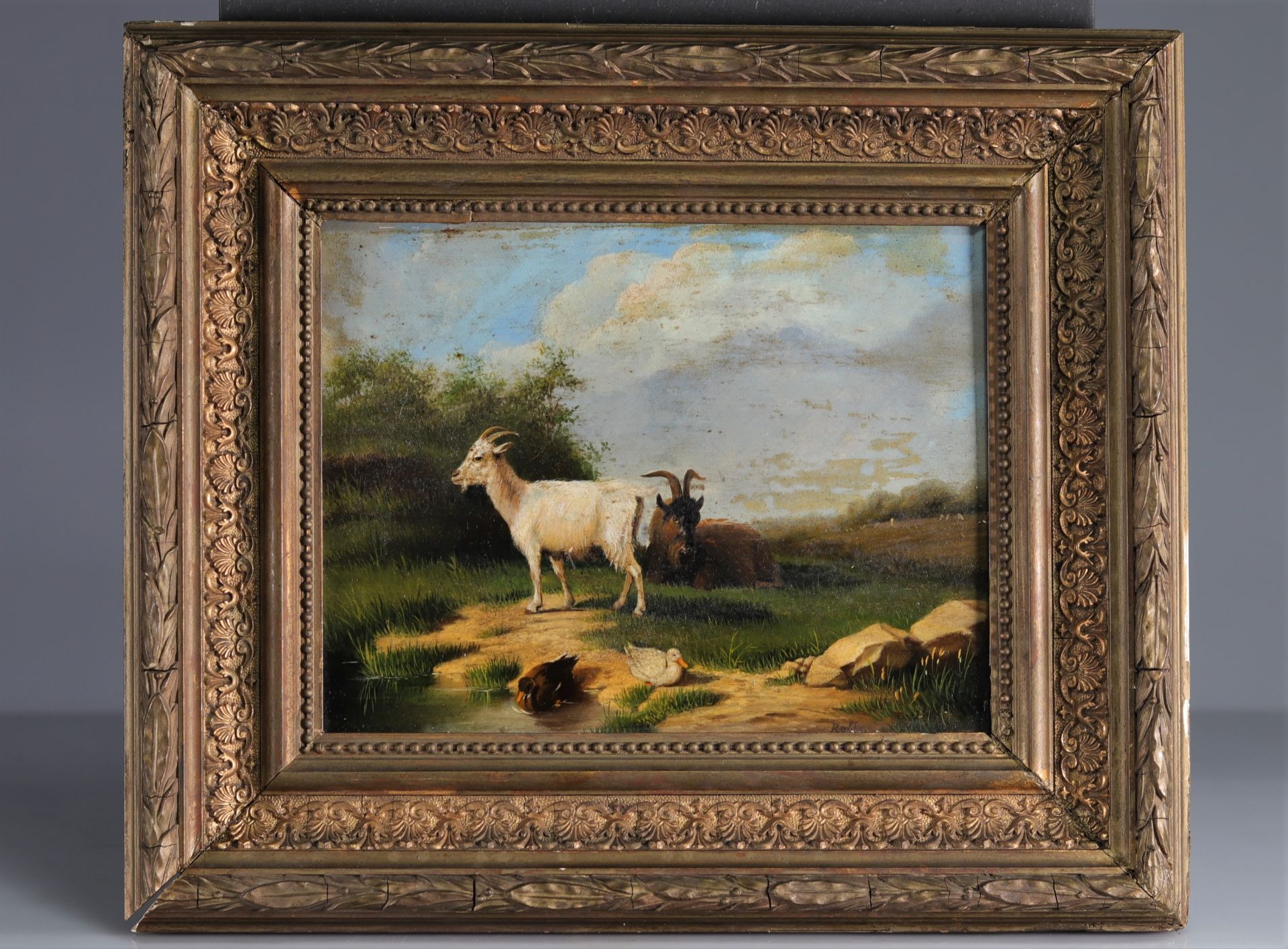 Louis ROBBE (1806-1887) oil on panel ""animal scene"