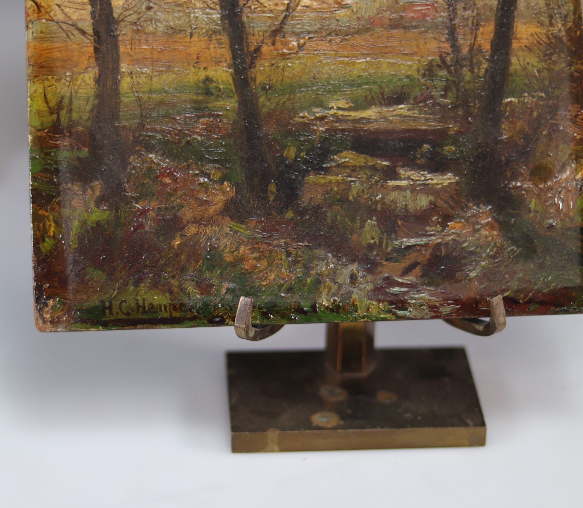 H.C. HEMPEL (1848-1921) Painting on panel "view of undergrowth" - Image 3 of 3