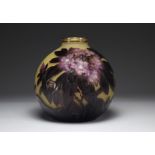 Emile Galle lamp base decorated with blown rhododendron