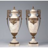 Pair of marble vases with gilt bronze mounts