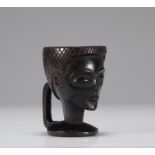 Tchokwe cup decorated with a head