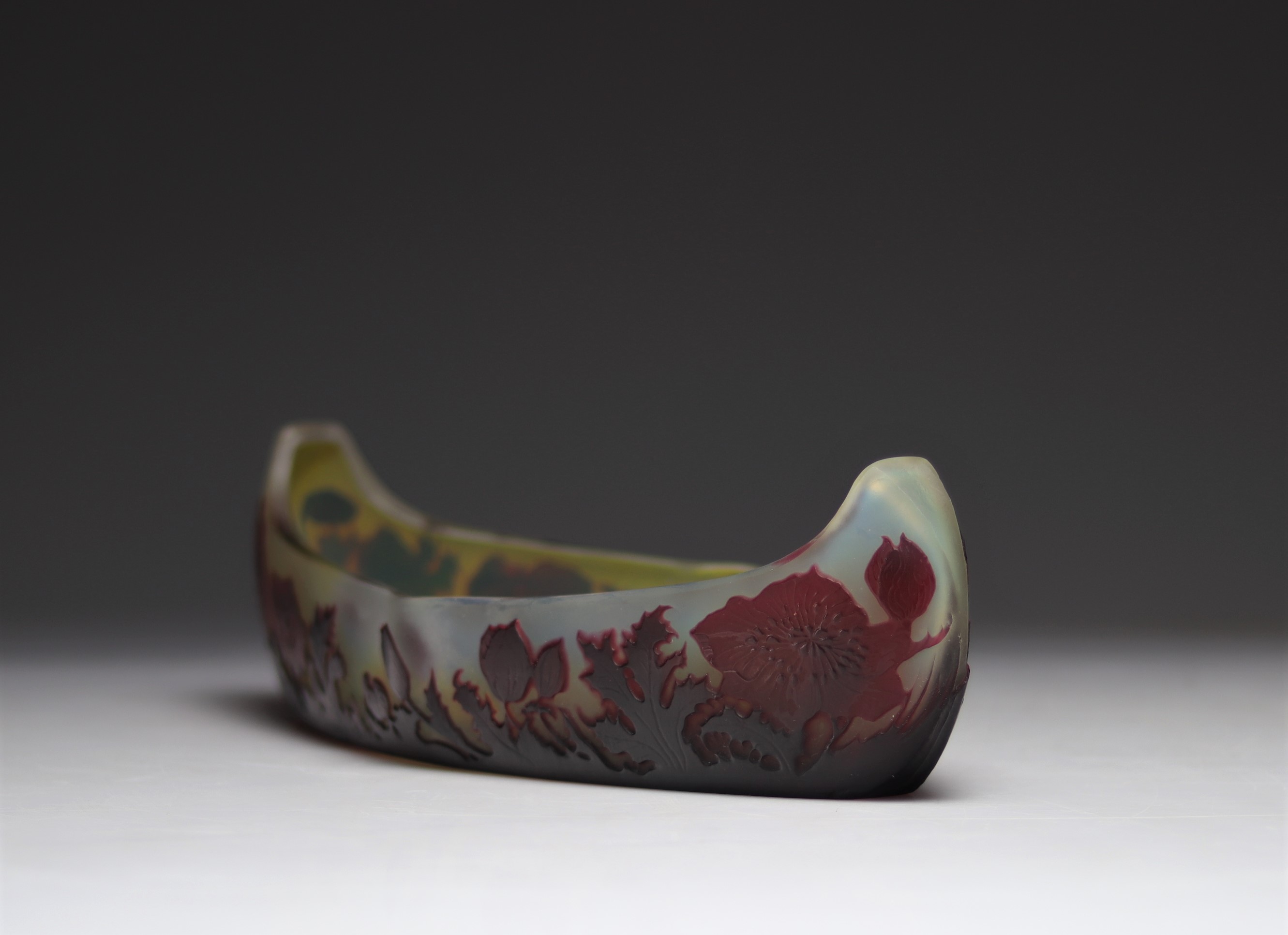 Emile Galle canoe-shaped planter with floral decoration - Image 2 of 4