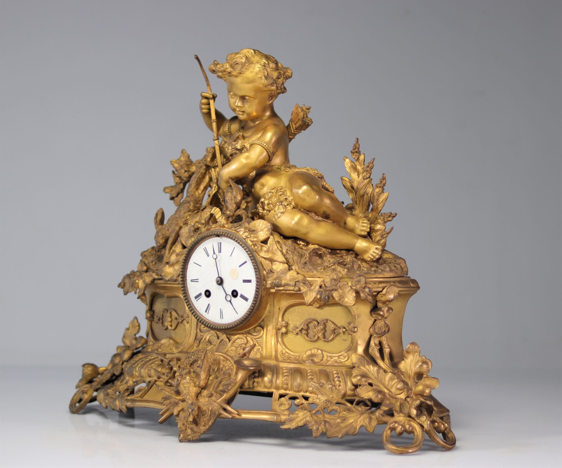 Louis XV clock in gilded bronze surmounted by a young arche - Image 2 of 4