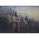 Jules VAN IMSCHOOT (1821-1884) Oil on panel "9th brigade regiment of General Guster en route to the