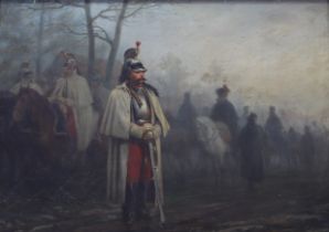 Jules VAN IMSCHOOT (1821-1884) Oil on panel "9th brigade regiment of General Guster en route to the