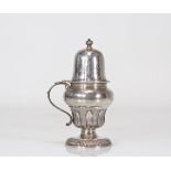 18th century silver mustard pot with crowned Lion hallmark 1737