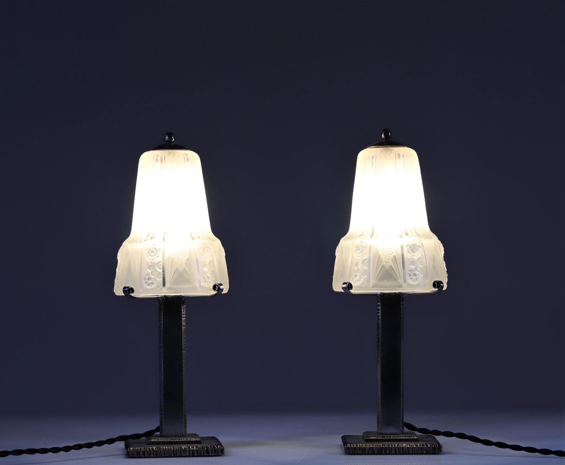 Pair of Art Deco Muller Freres Luneville desk lamps - Image 7 of 7