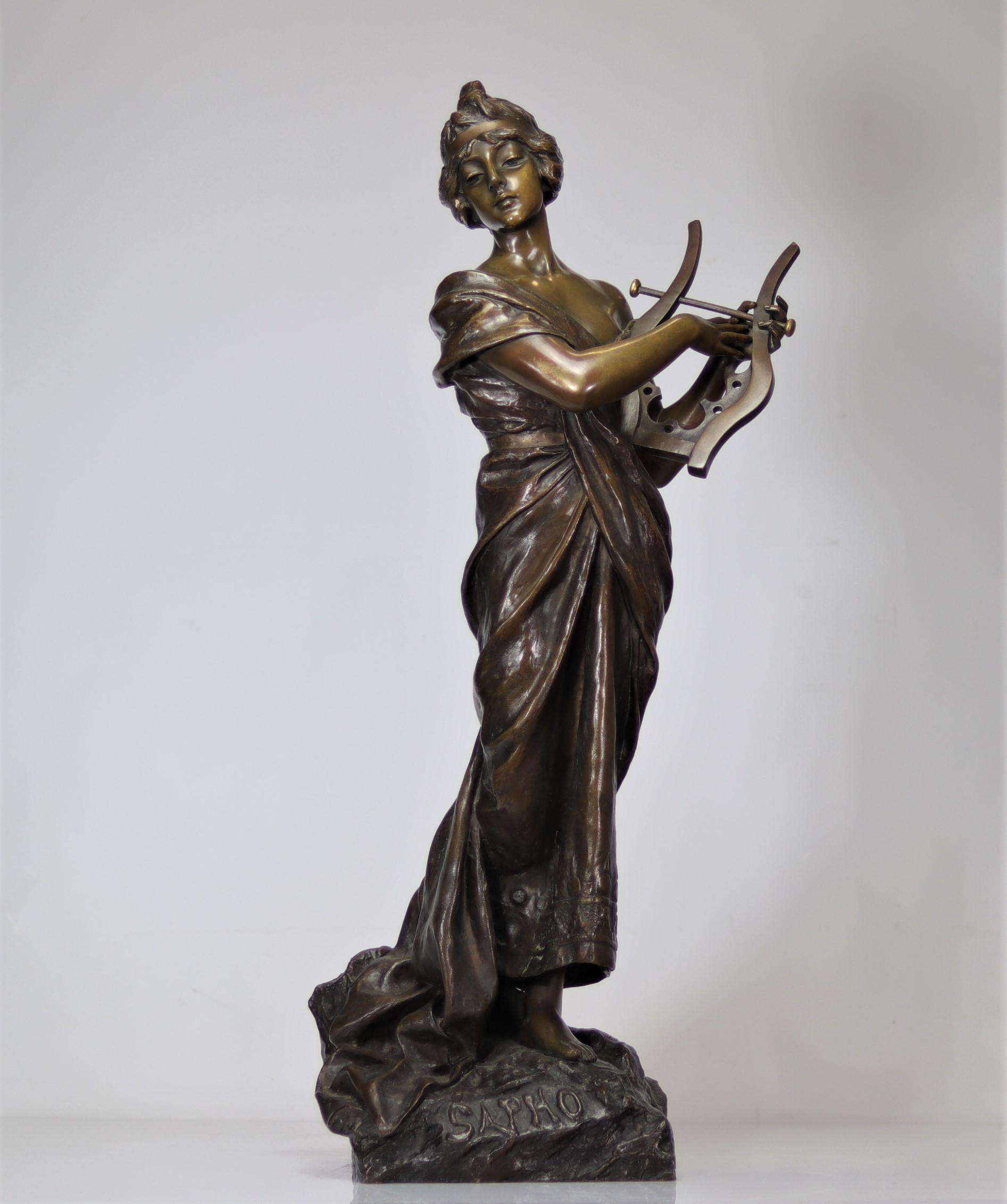 Emmanuel VILLANIS (1858-1914) Large Bronze with dark patina "Sapho" Paris foundry - Bild 5 aus 7