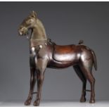 Wooden wedding horse and 18th century bronze head