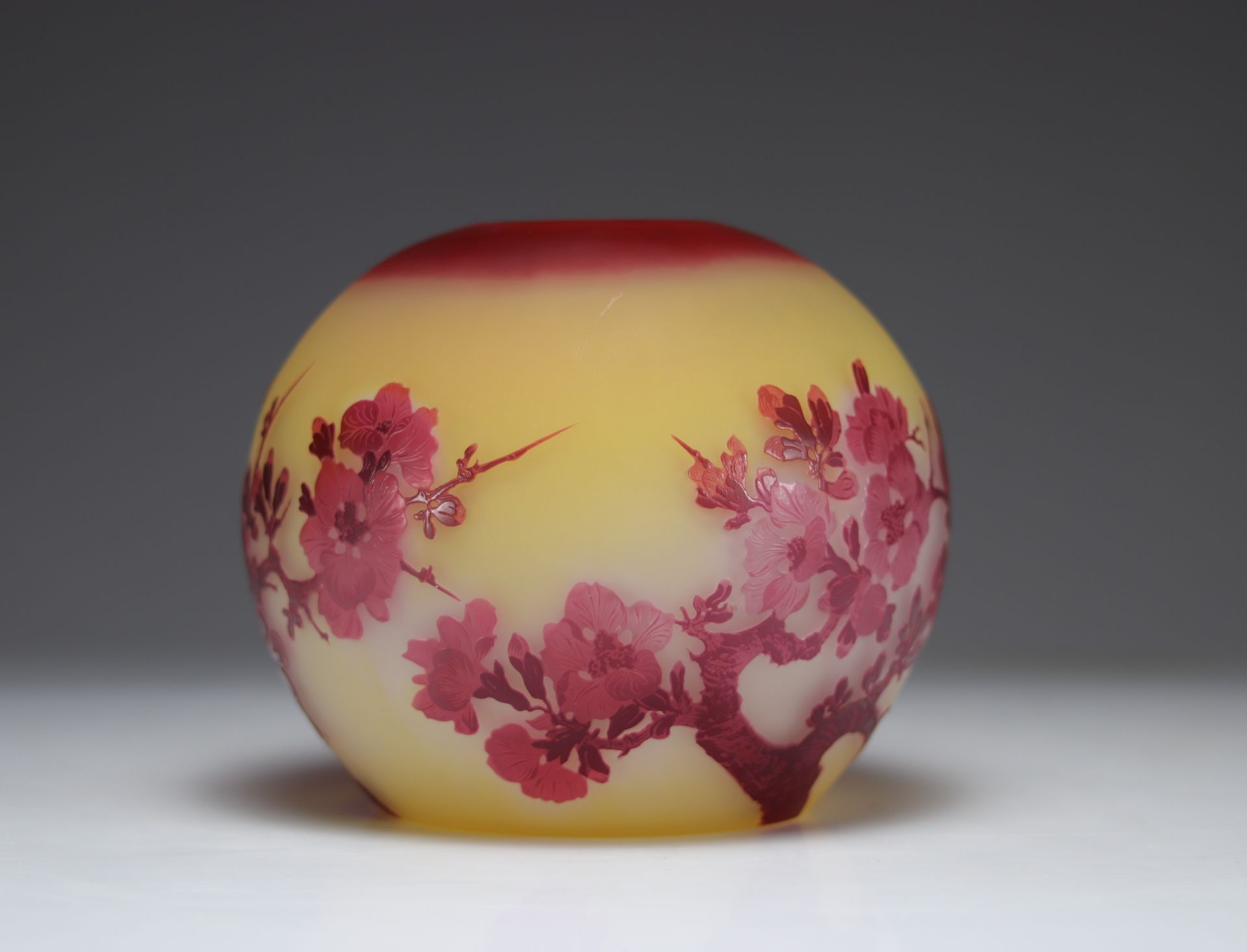 Emile Galle lamp base decorated with apple blossoms - Image 2 of 4