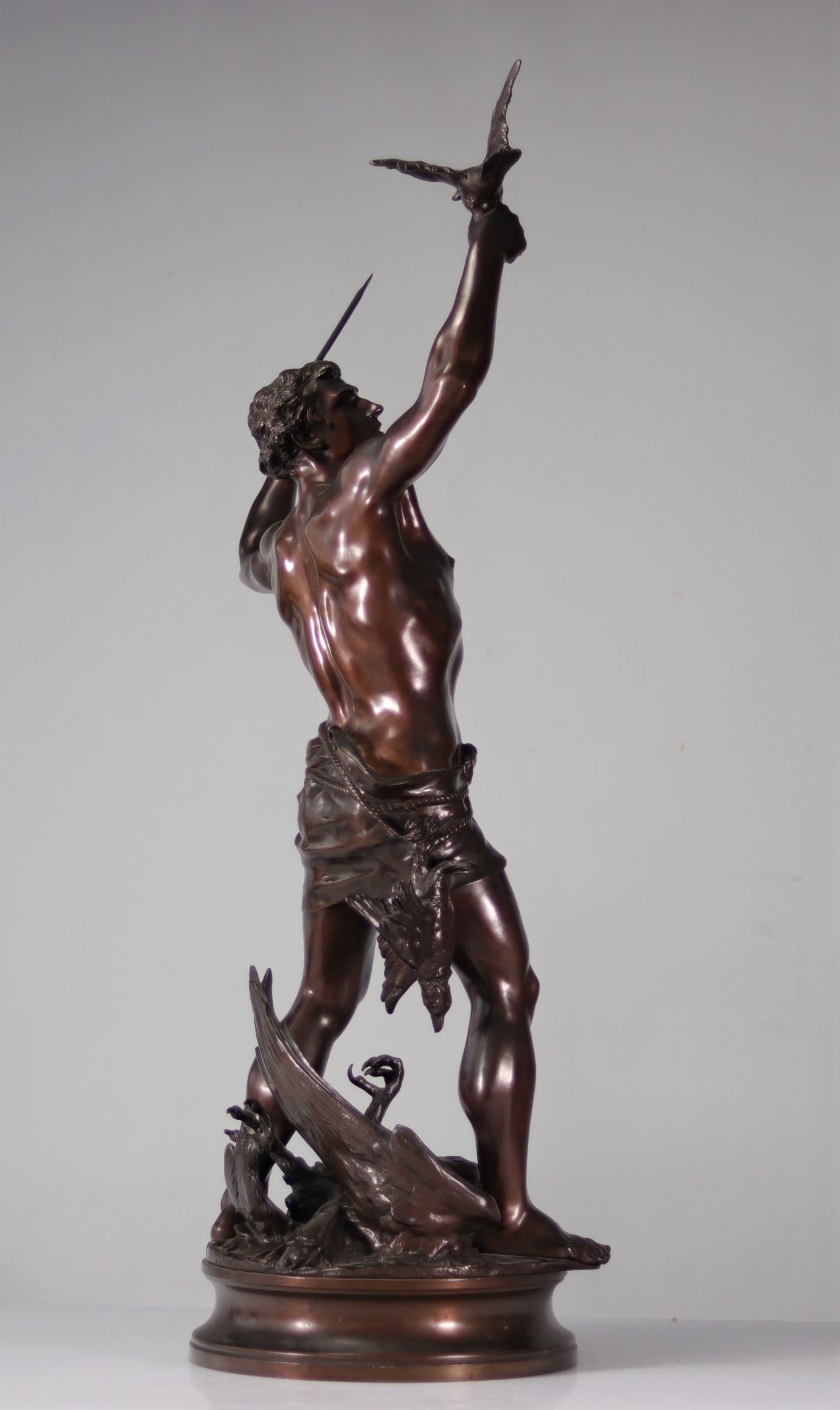 Adrien Etienne GAUDEZ (1845-1902) Large bronze "the eagle hunter" - Bild 2 aus 8