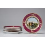 Porcelain plates (6) decorated with castles