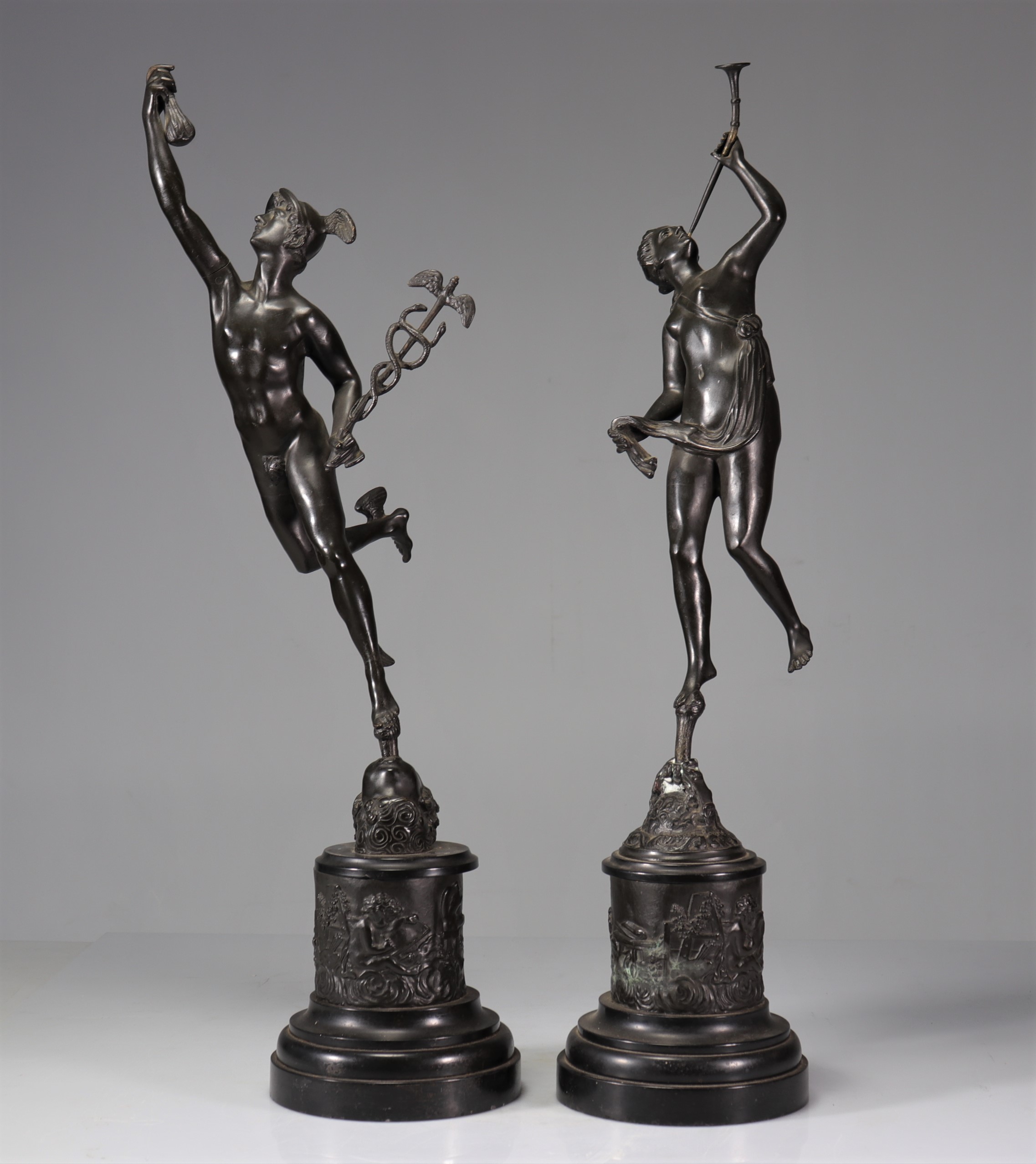 Pair of antique bronzes with dark patina Italian work - Image 3 of 7