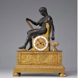 Imposing Empire clock in bronze with two patinas Alexander the Great