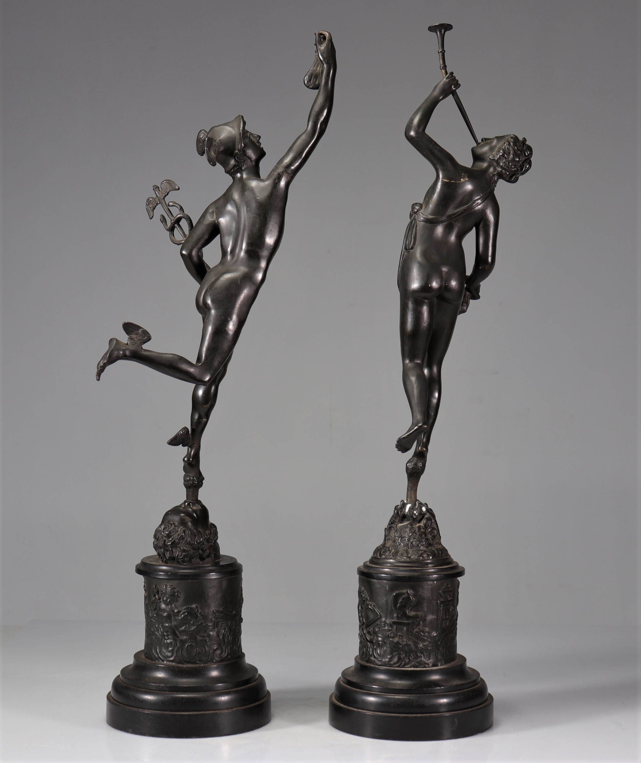 Pair of antique bronzes with dark patina Italian work - Image 5 of 7