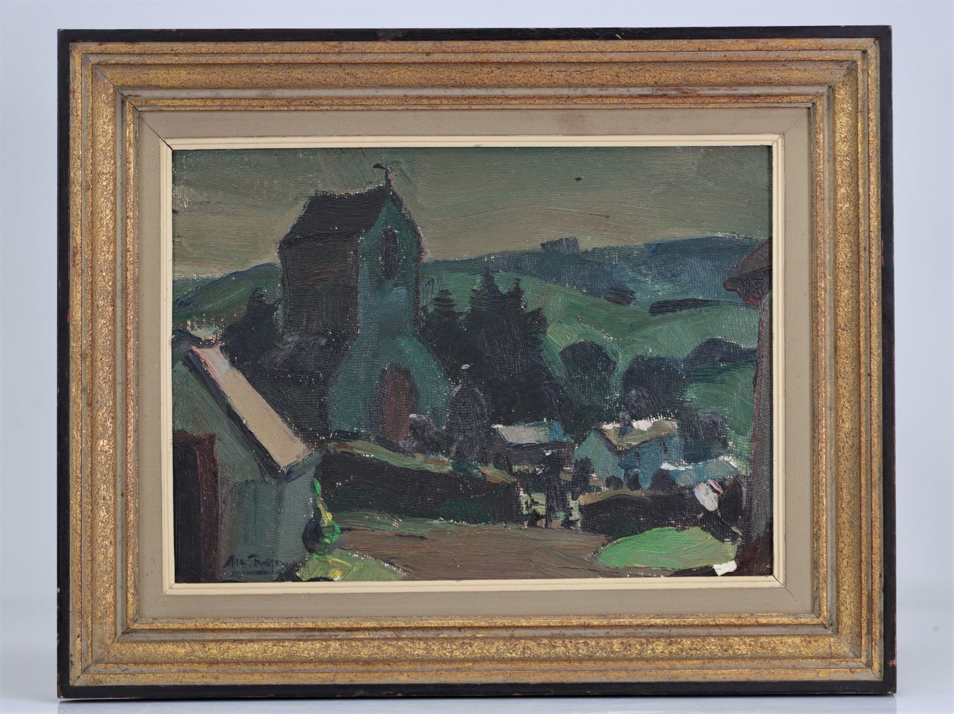 Albert RATY (1889-1970) Oil on canvas "church view" - Image 2 of 2