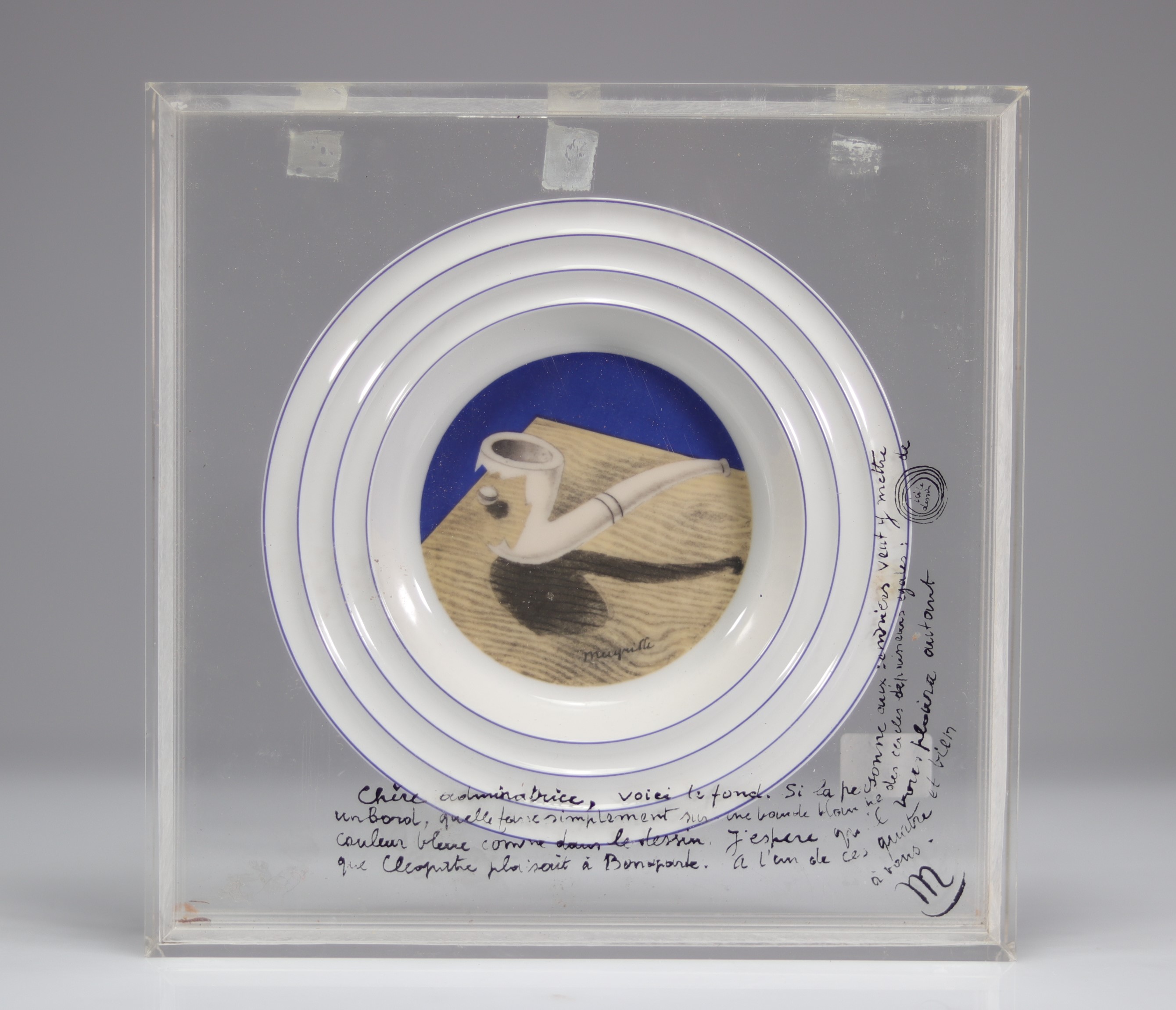 Rene Magritte. "The metamorphosis of the object". 1933. Polychrome porcelain ashtray presented in a - Image 3 of 3