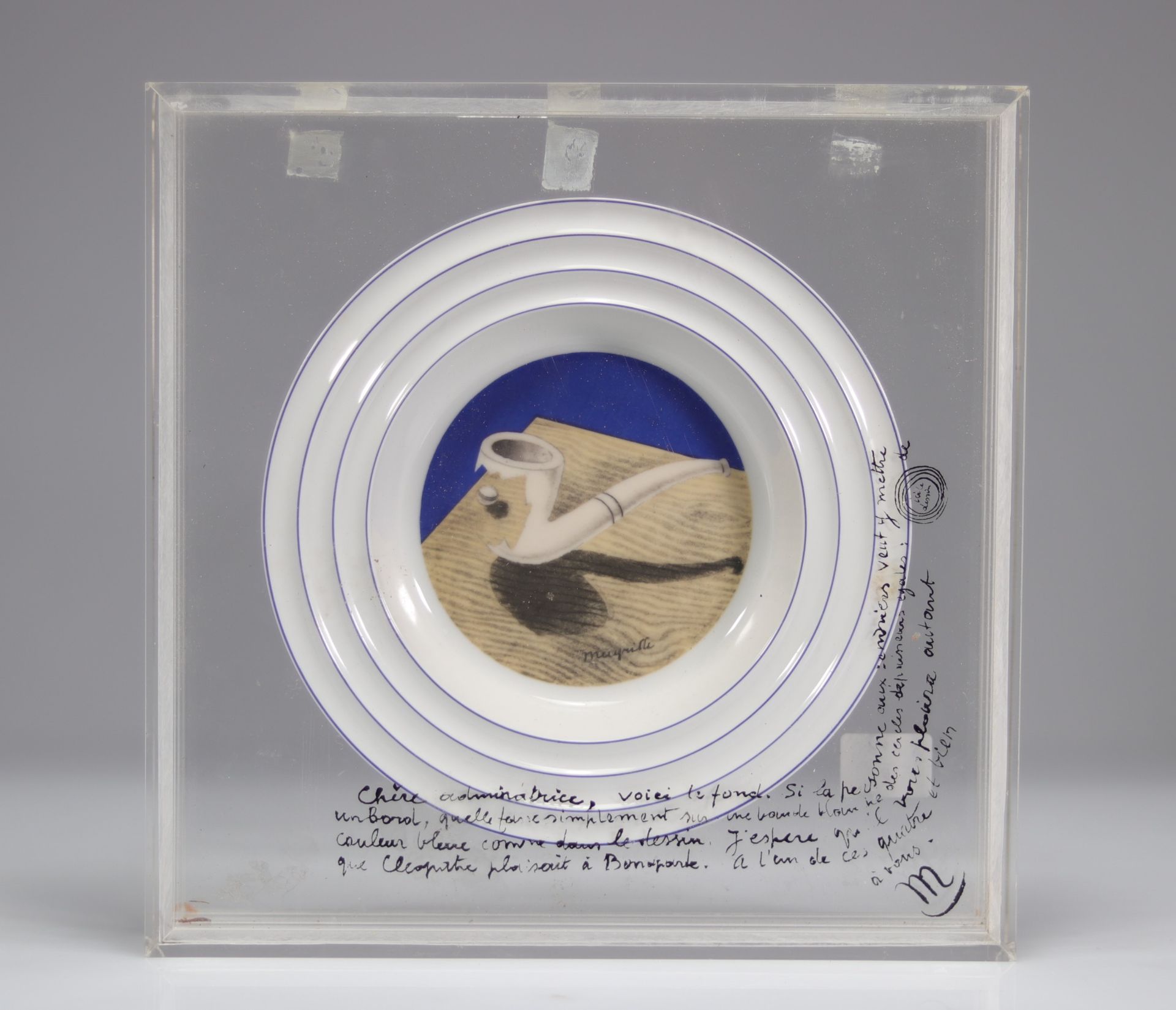 Rene Magritte. "The metamorphosis of the object". 1933. Polychrome porcelain ashtray presented in a - Image 3 of 3