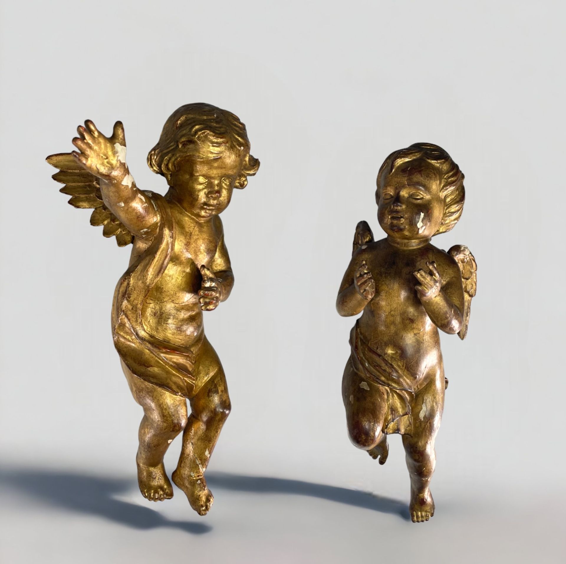 Pair of 18th century carved and gilded wooden angels