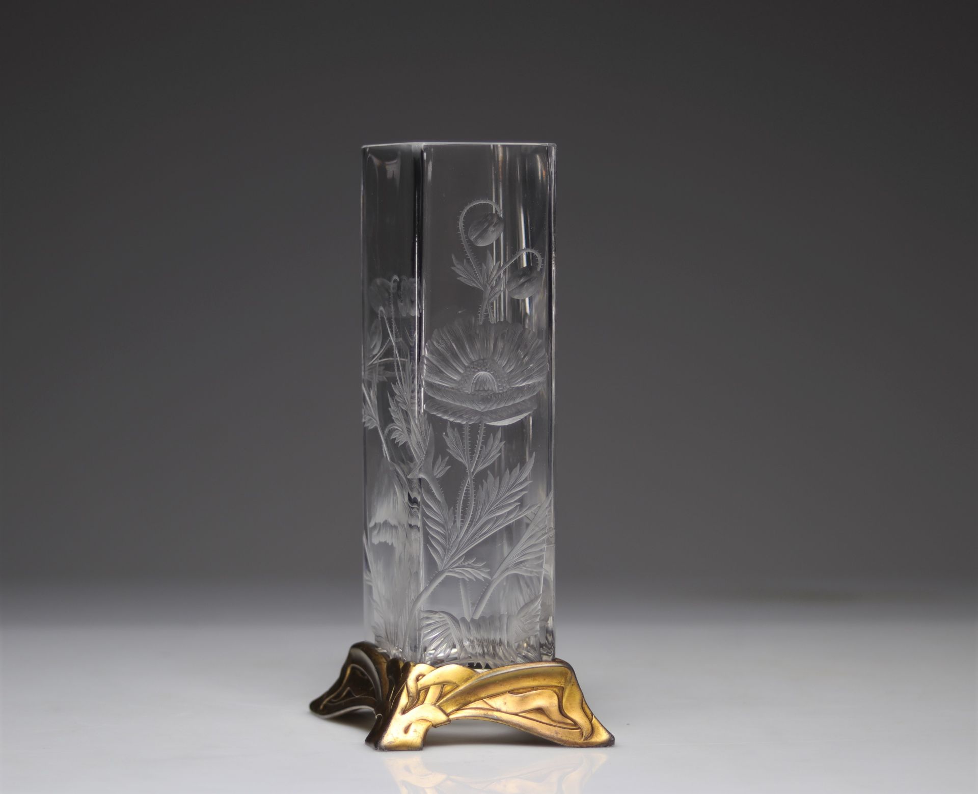 Baccarat vase with bronze foot 1900 - Image 3 of 3