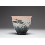 Emile Galle bowl decorated with an aquatic landscape
