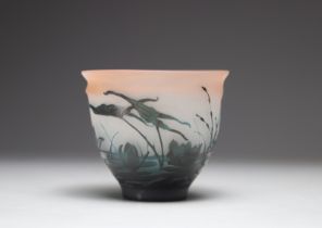 Emile Galle bowl decorated with an aquatic landscape