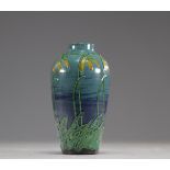Max Laeuger glazed stoneware vase with snowdrop decor