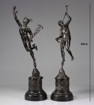 Pair of antique bronzes with dark patina Italian work