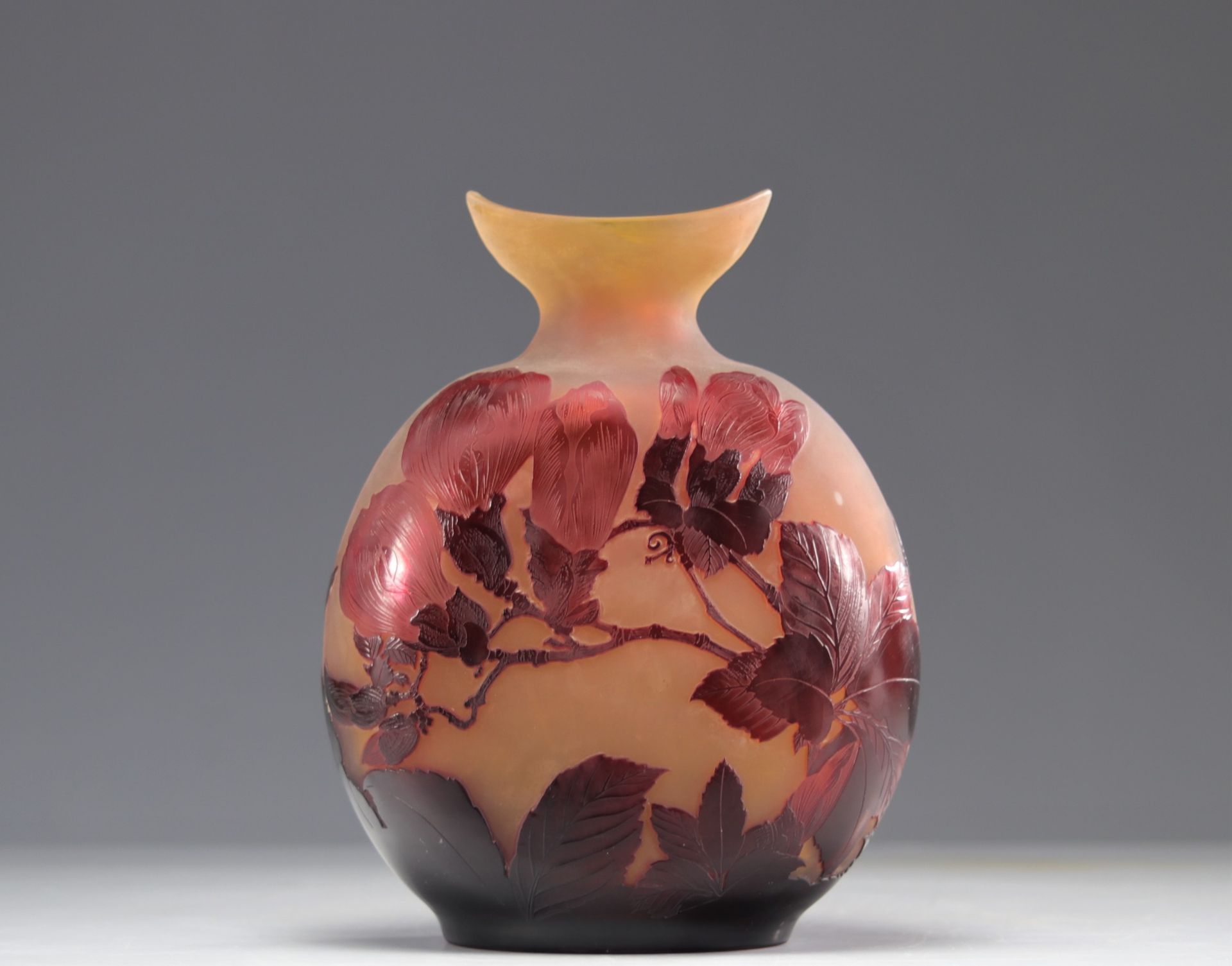 GALLE Emile (1846-1904) Gourd vase in multi-layered glass decorated with magnolias - Bild 5 aus 5