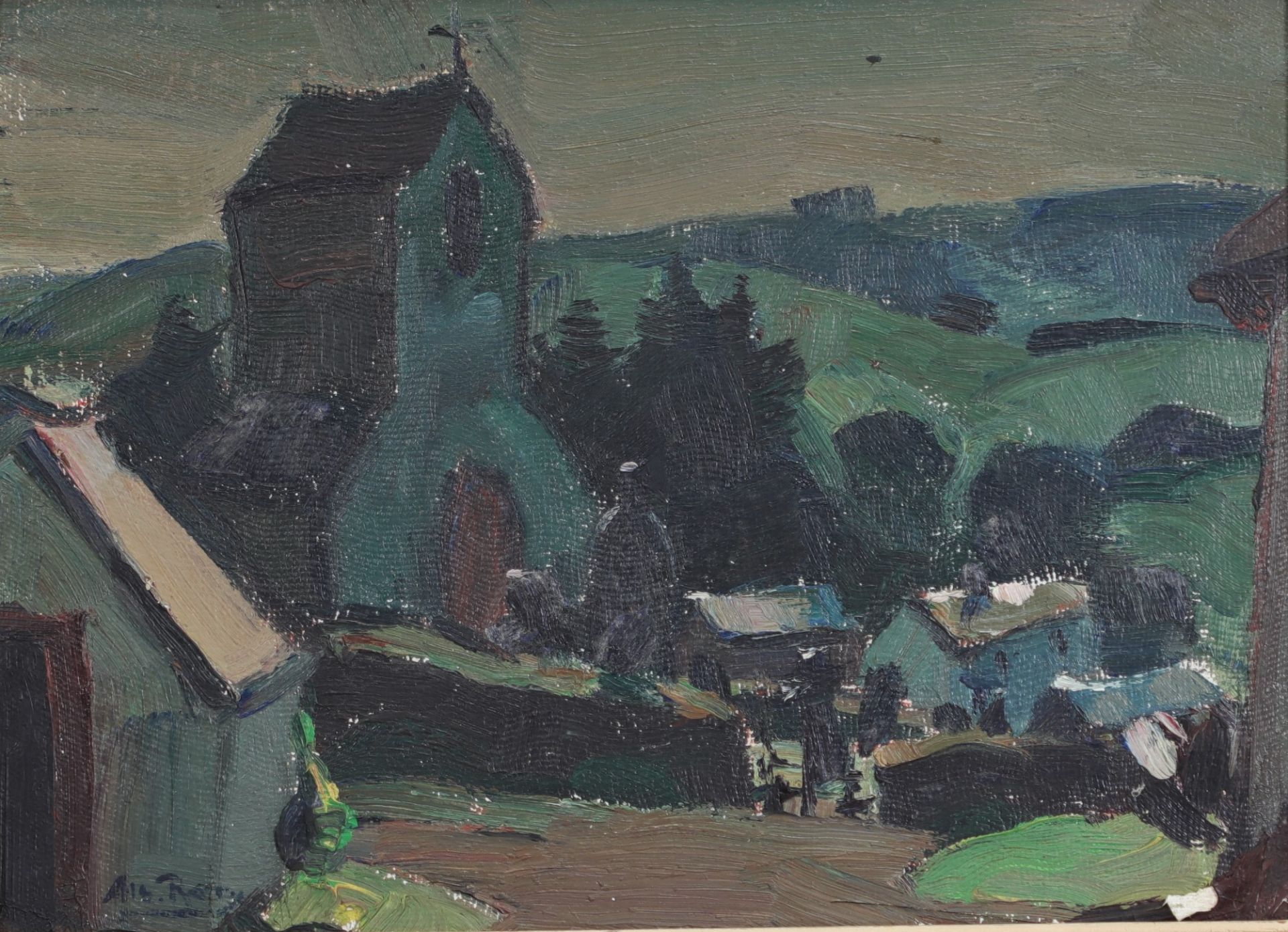 Albert RATY (1889-1970) Oil on canvas "church view"