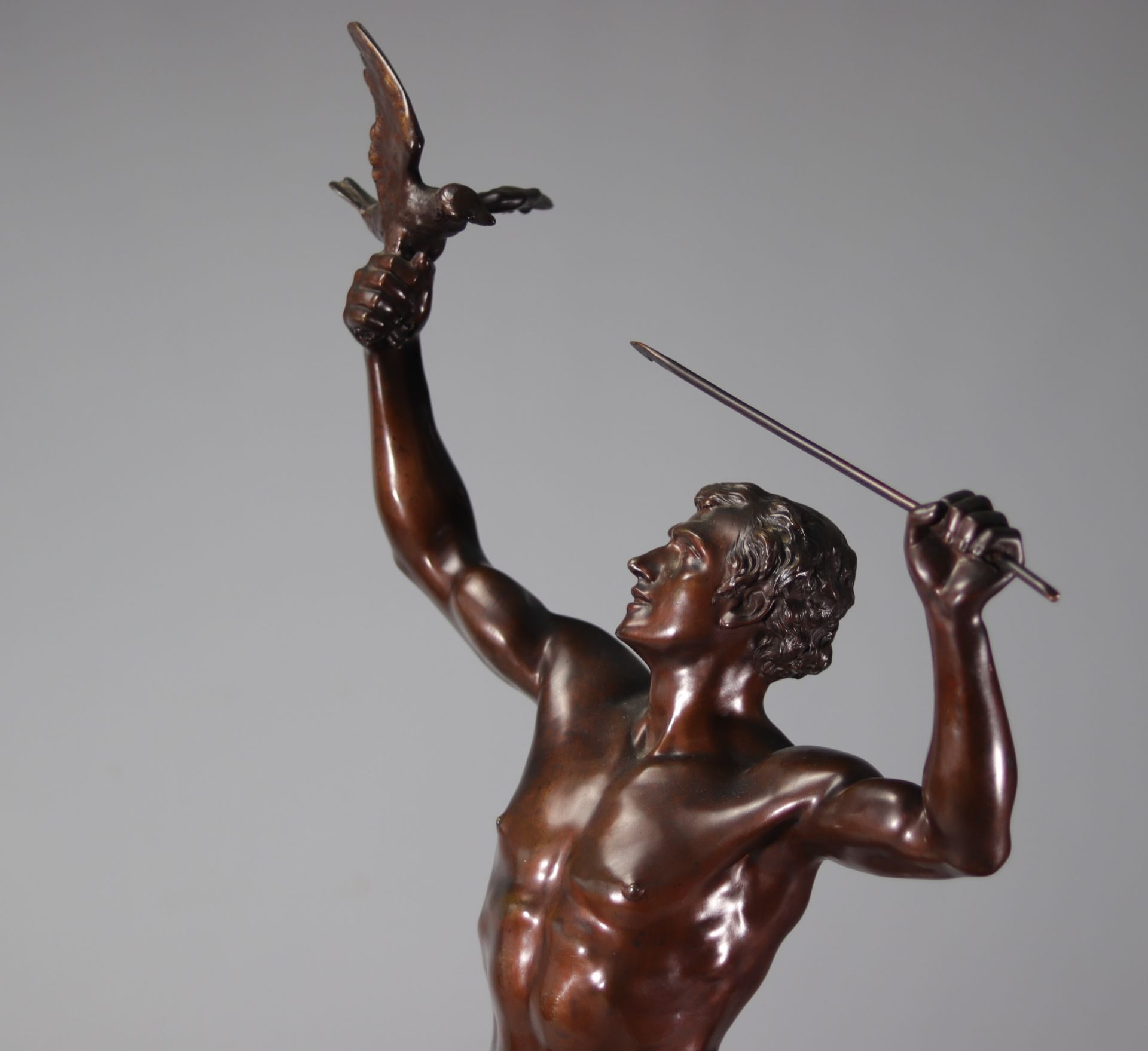 Adrien Etienne GAUDEZ (1845-1902) Large bronze "the eagle hunter" - Bild 7 aus 8