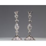 Pair of solid silver candlesticks originating from Russia Moscow 1860