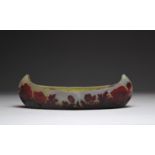 Emile Galle canoe-shaped planter with floral decoration