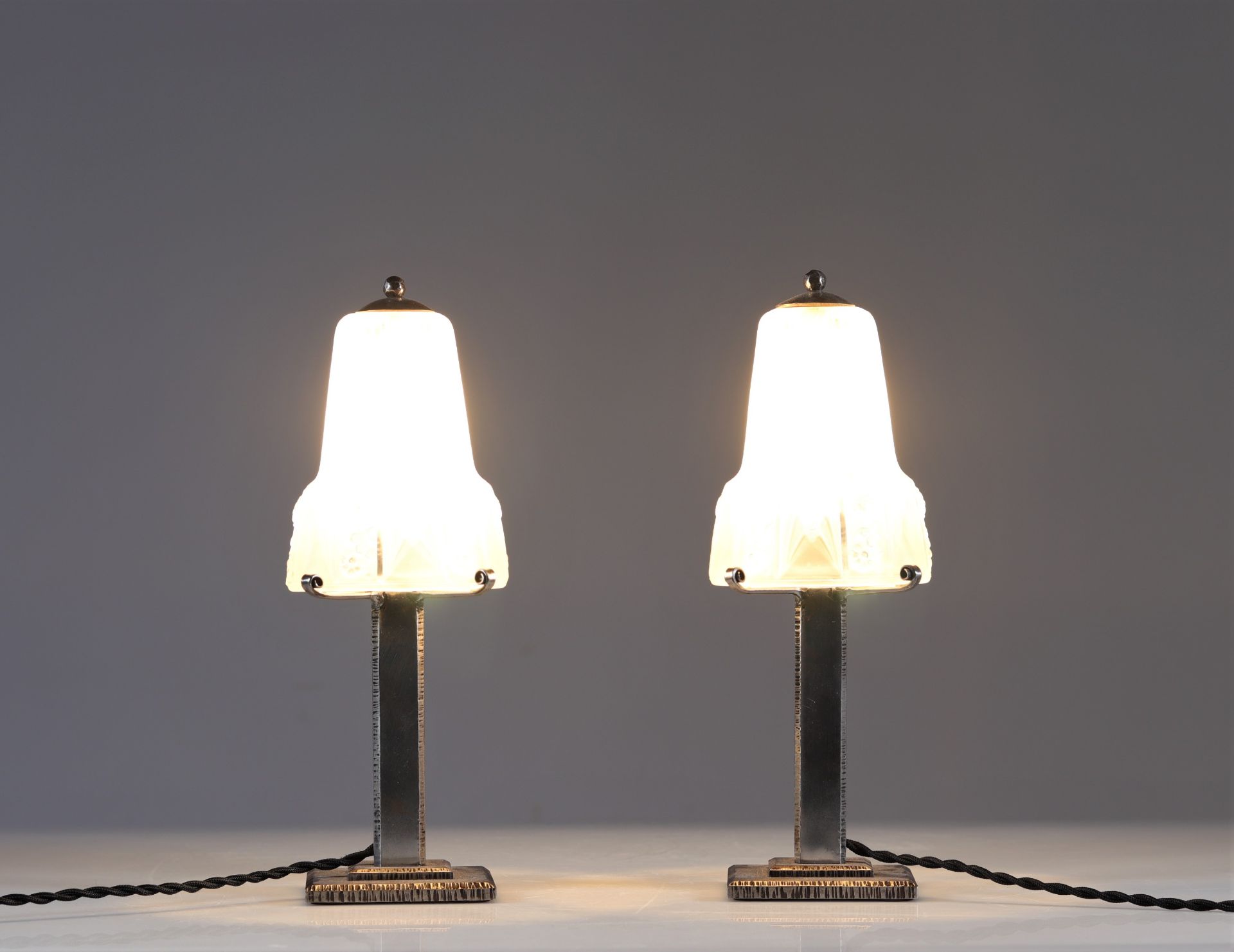 Pair of Art Deco Muller Freres Luneville desk lamps - Image 6 of 7