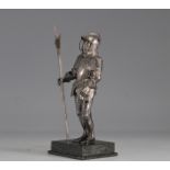Knight in solid silver marble base
