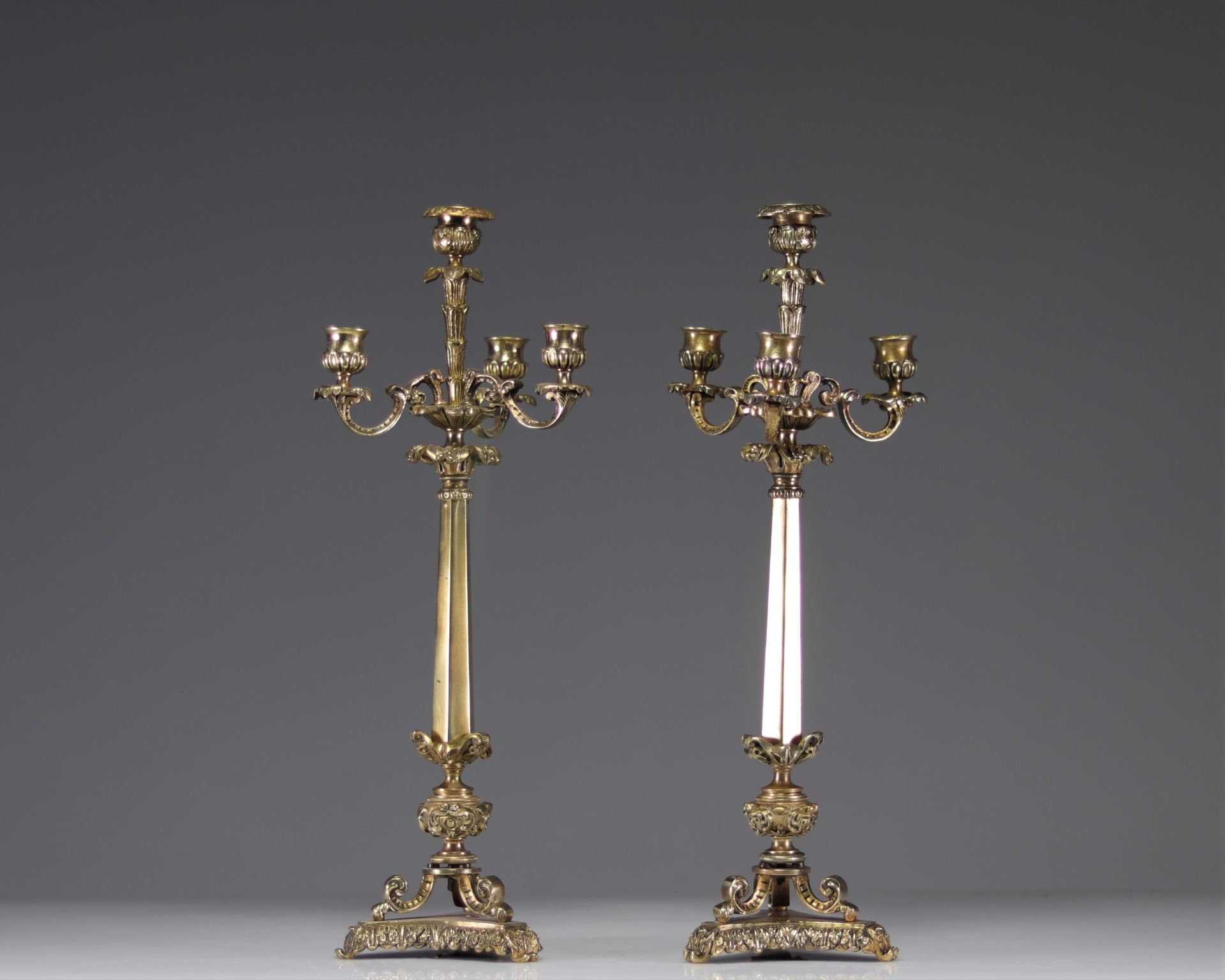 19th century pair of bronze candelabra - Image 3 of 3