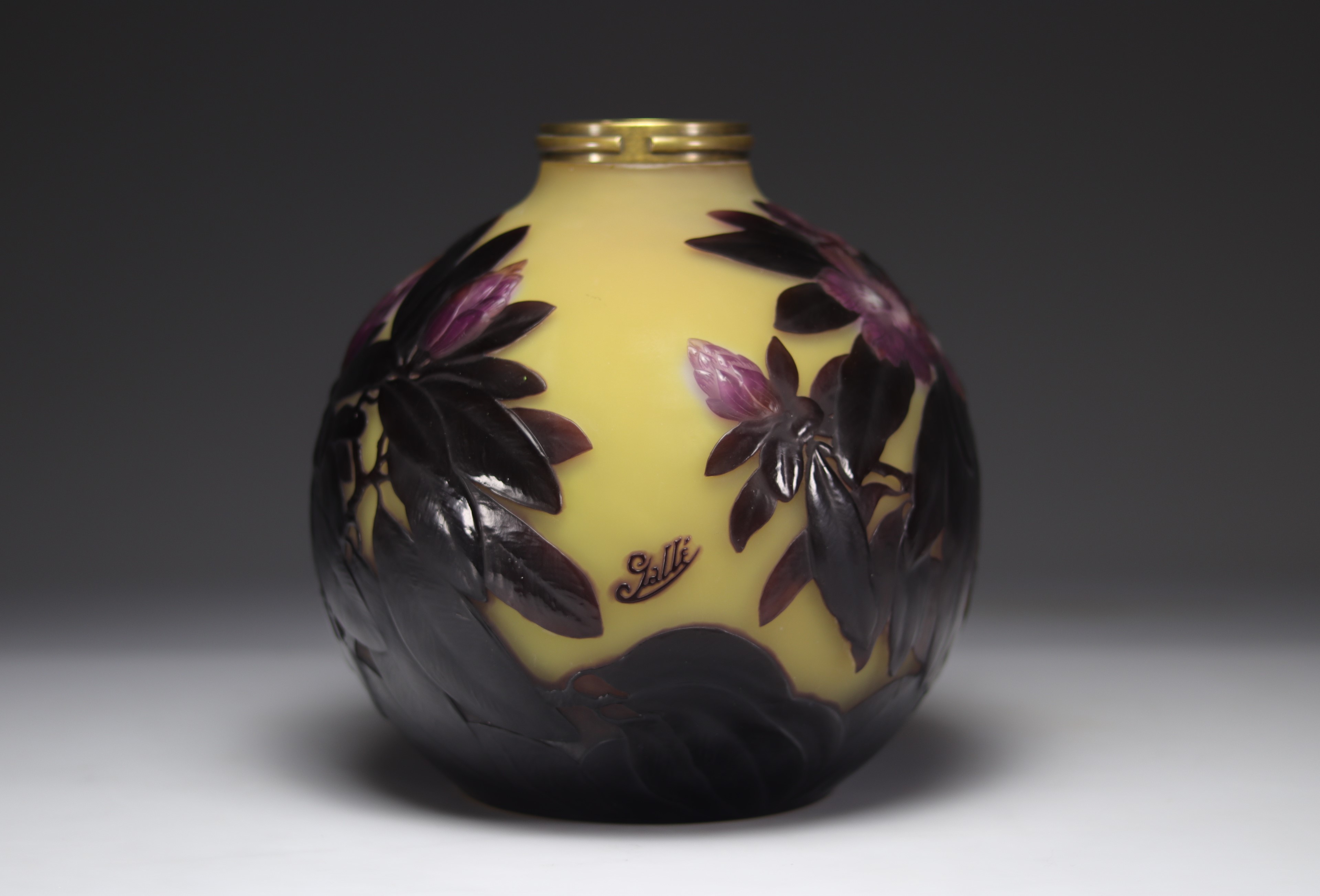 Emile Galle lamp base decorated with blown rhododendron - Image 3 of 5