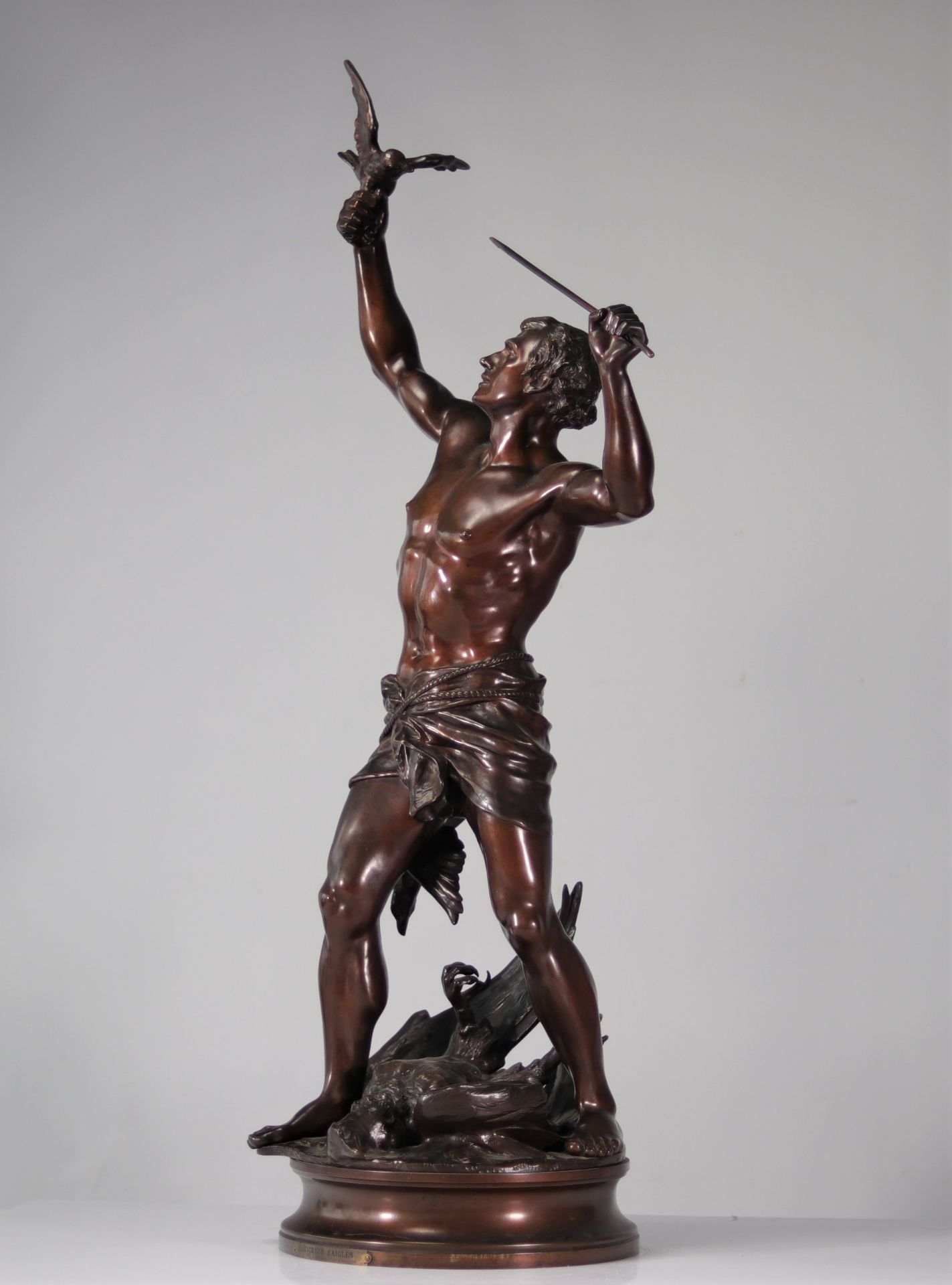 Adrien Etienne GAUDEZ (1845-1902) Large bronze "the eagle hunter" - Bild 3 aus 8