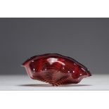 Dale Chihuly (Tacoma 1941) blown glass bowl with red background